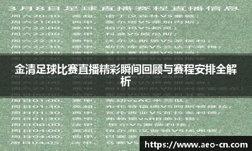金清足球比赛直播精彩瞬间回顾与赛程安排全解析