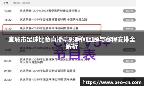 宜城市足球比赛直播精彩瞬间回顾与赛程安排全解析