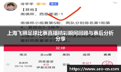 上海飞狮足球比赛直播精彩瞬间回顾与赛后分析分享